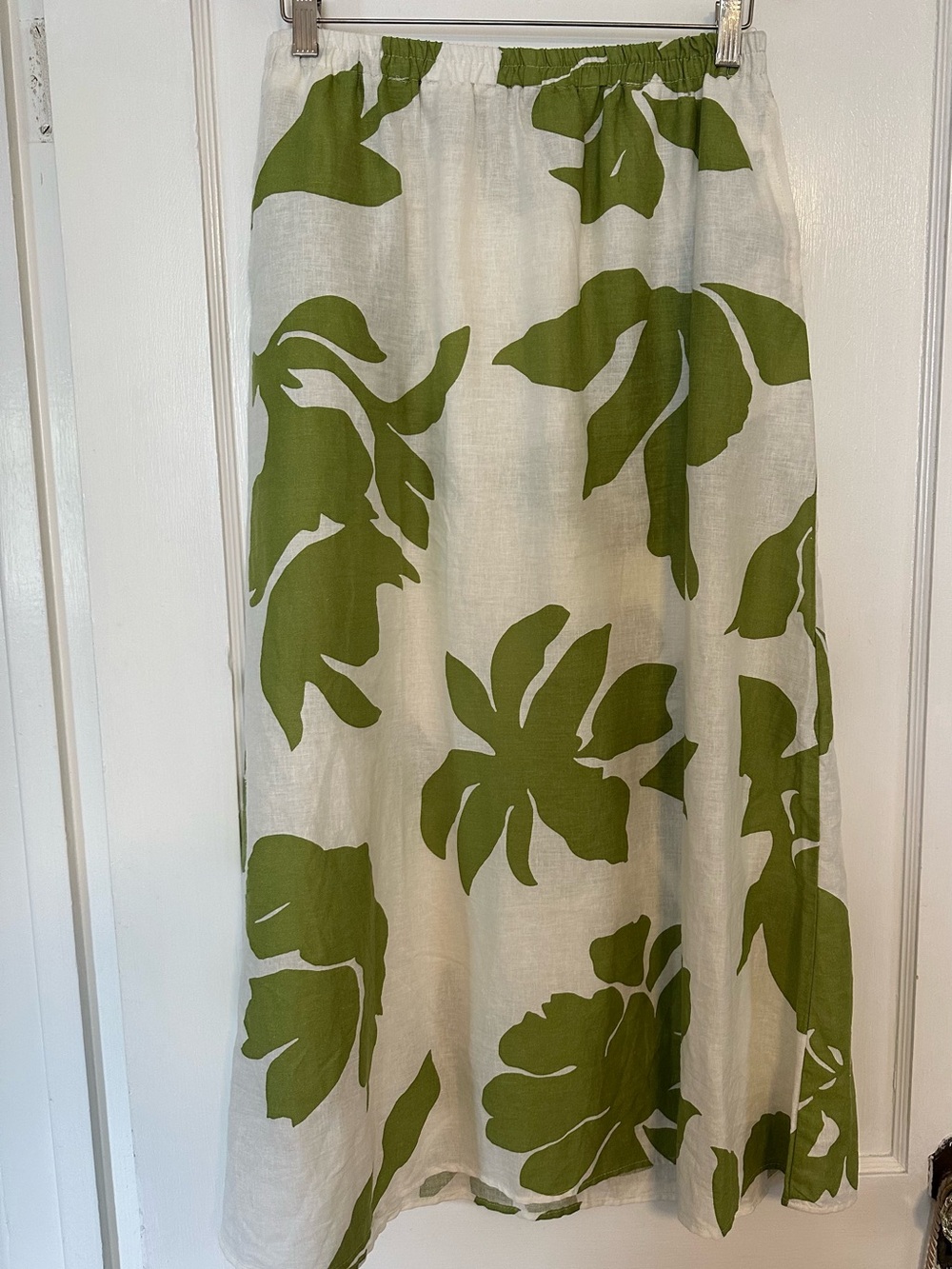 Rachel Zoe Olive Leaf Print Linen Skirt